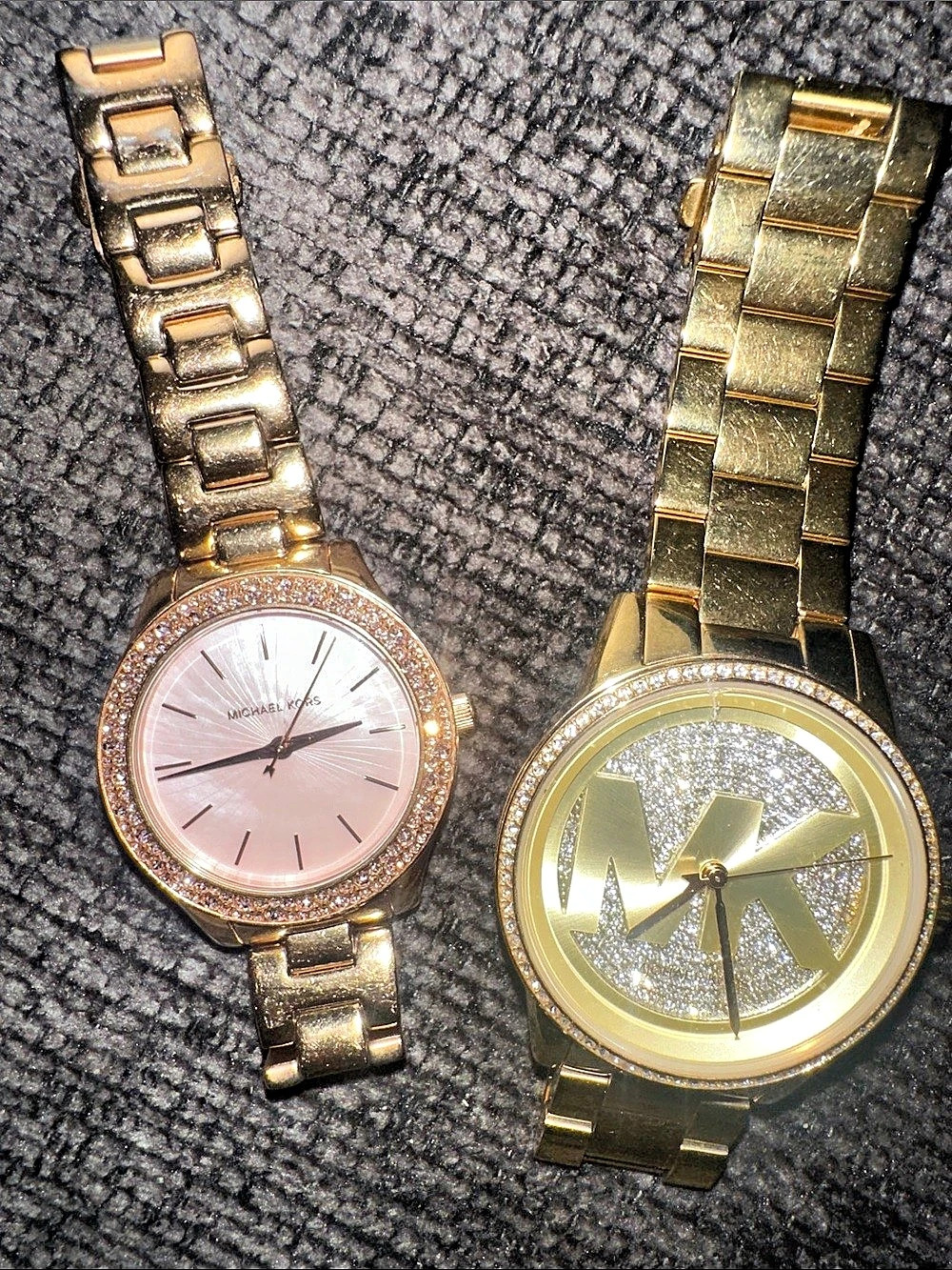 Michael Kors Ritz Gold-Tone Pave Logo Dial Watch Set, Gold & Pink